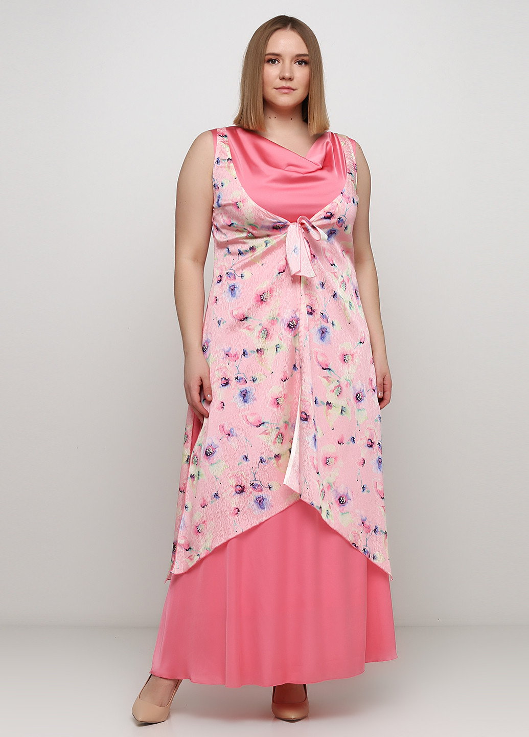Рожевий літній комплект (плаття, накидка) Алеся