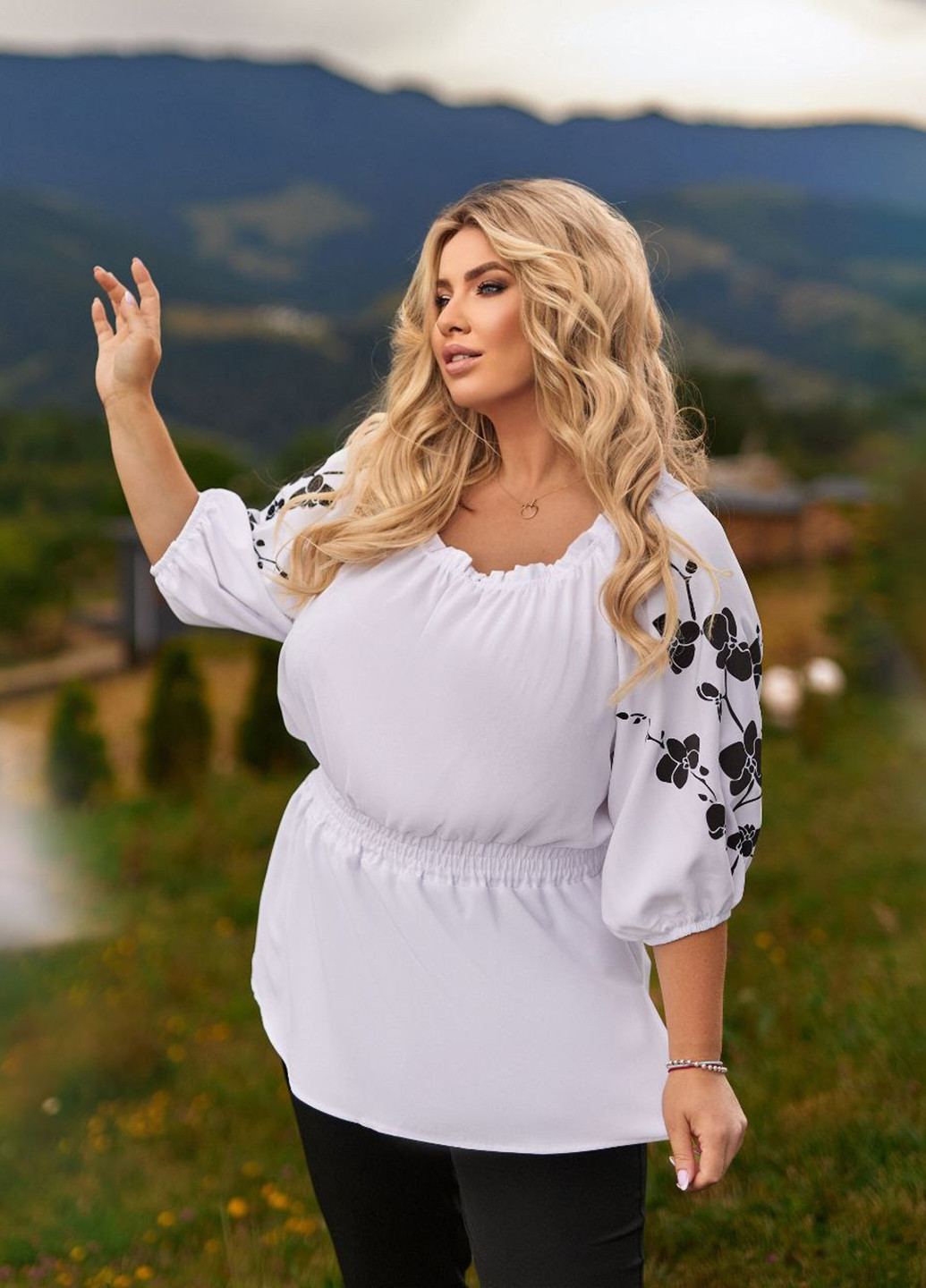 Черный демисезонный комплект (блуза, брюки) No Brand