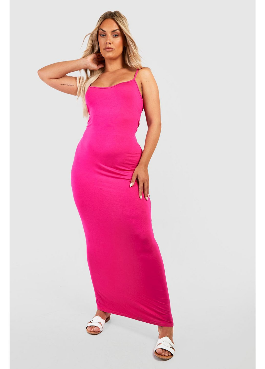 Фуксиновое (цвета Фуксия) кэжуал платье платье-майка Boohoo однотонное