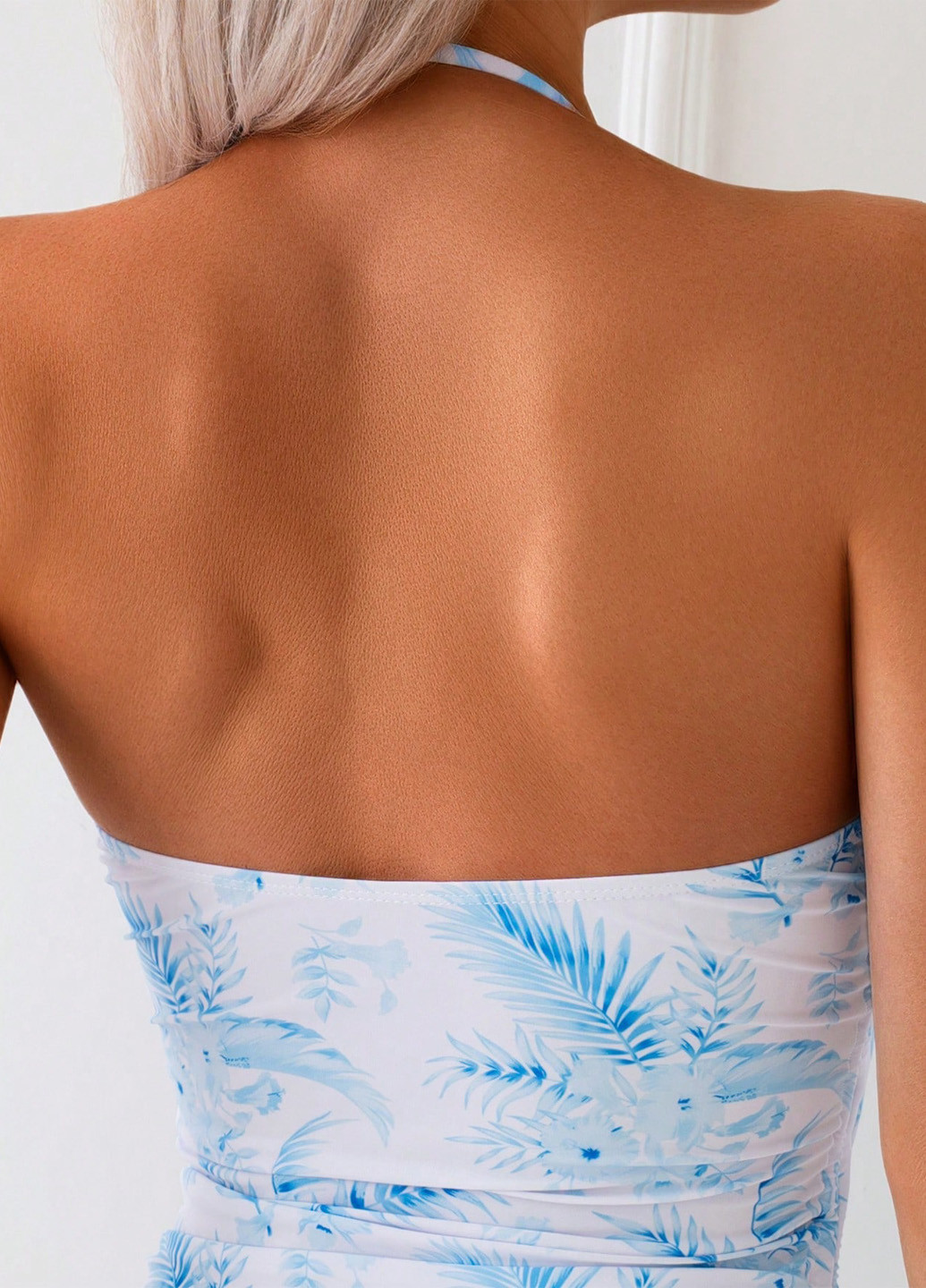 Комбинированный летний купальник слитный, бандо, халтер SHEIN