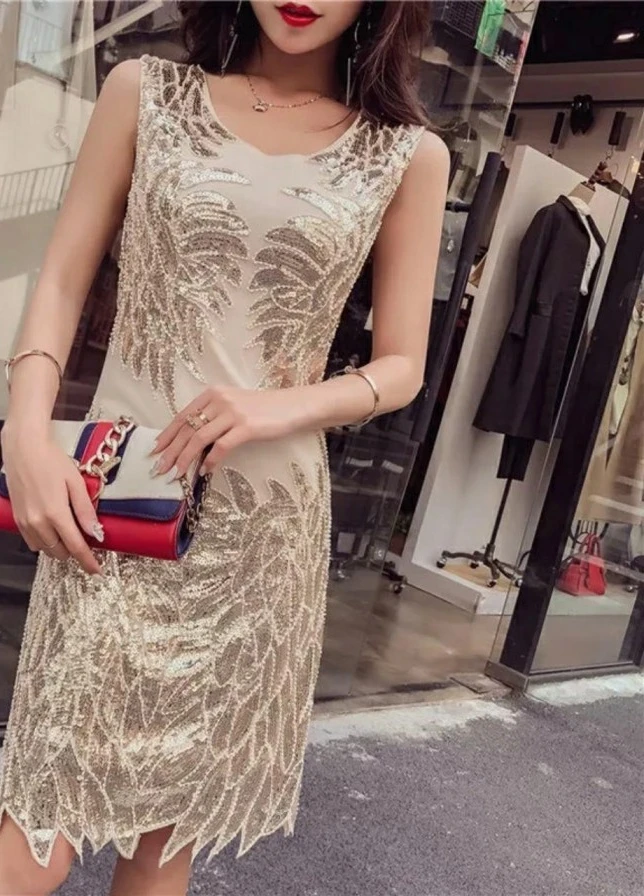 Золотий вечірня плаття, сукня FashionYouWant однотонна