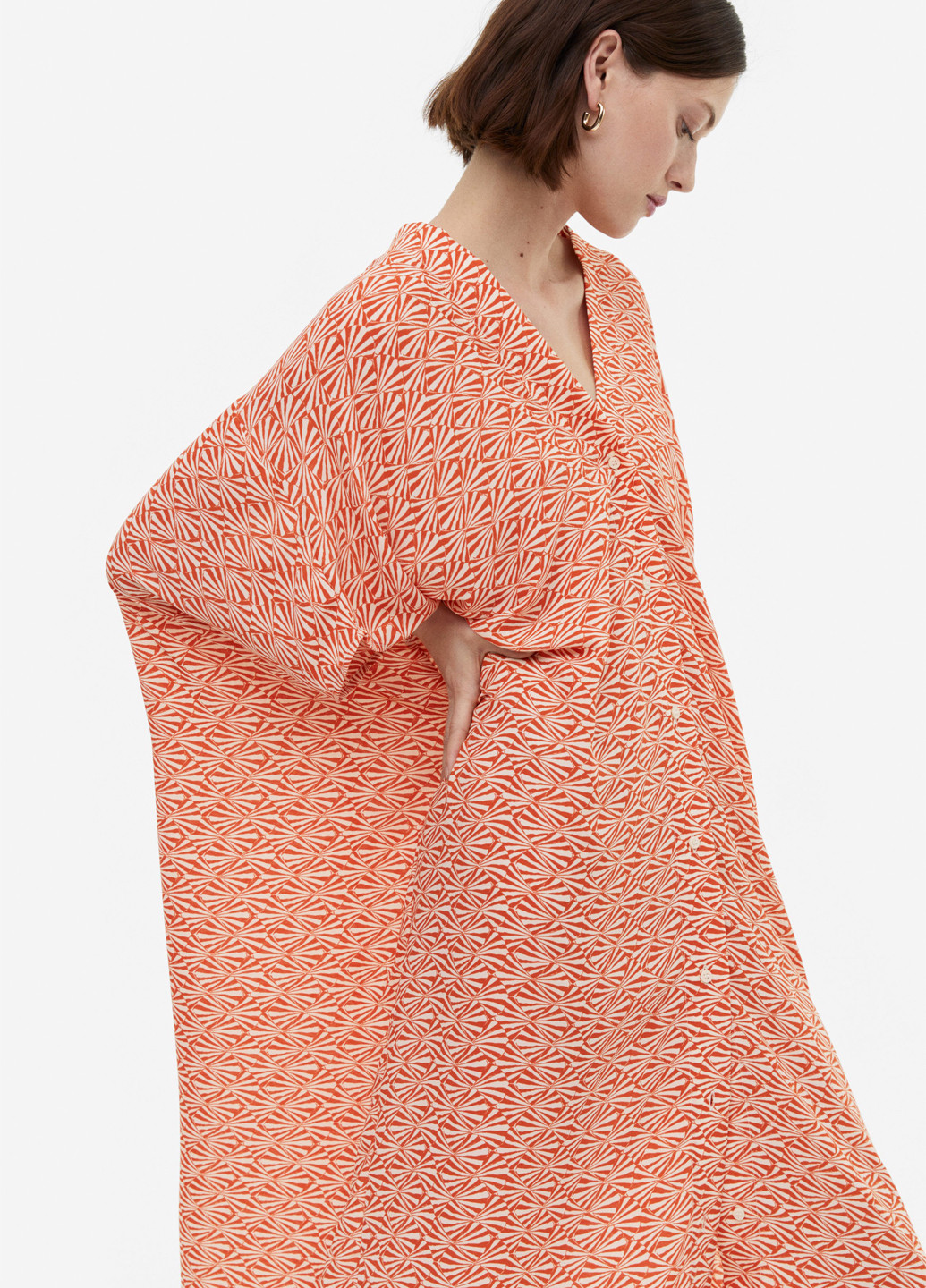 Комбінована пляжна, кежуал сукня сукня-сорочка H&M з абстрактним візерунком