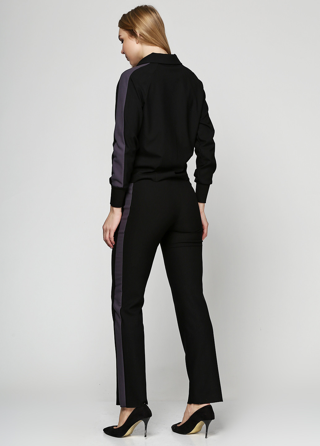 Костюм (кофта, брюки) Karine Lecchi брючный однотонный чёрный кэжуал