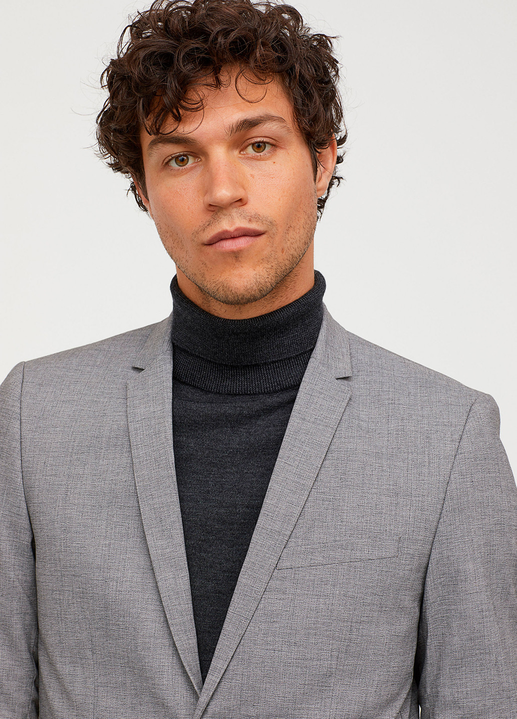 Пиджак H&M меланж светло-серый деловой