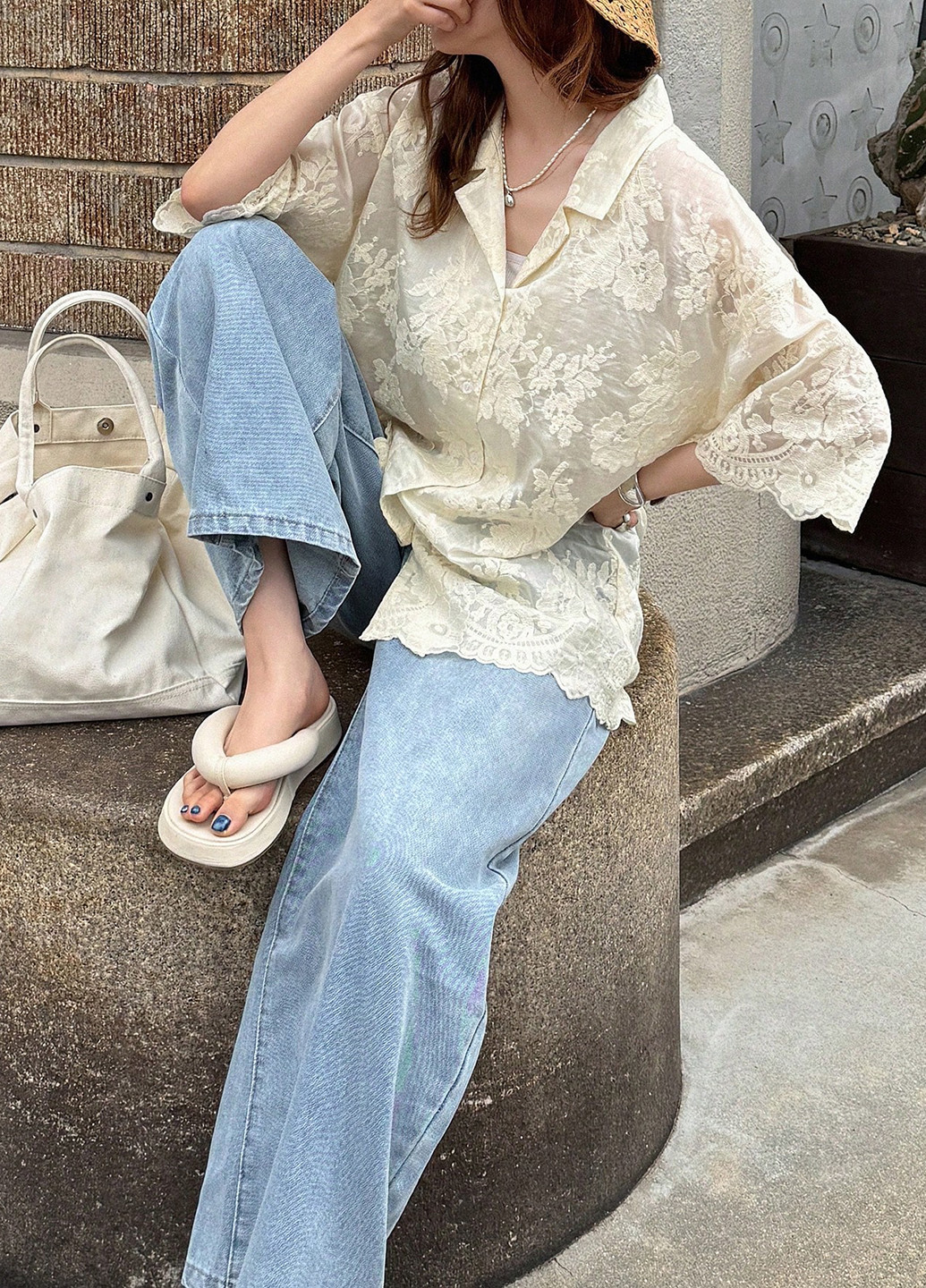 Кремовая блуза SHEIN