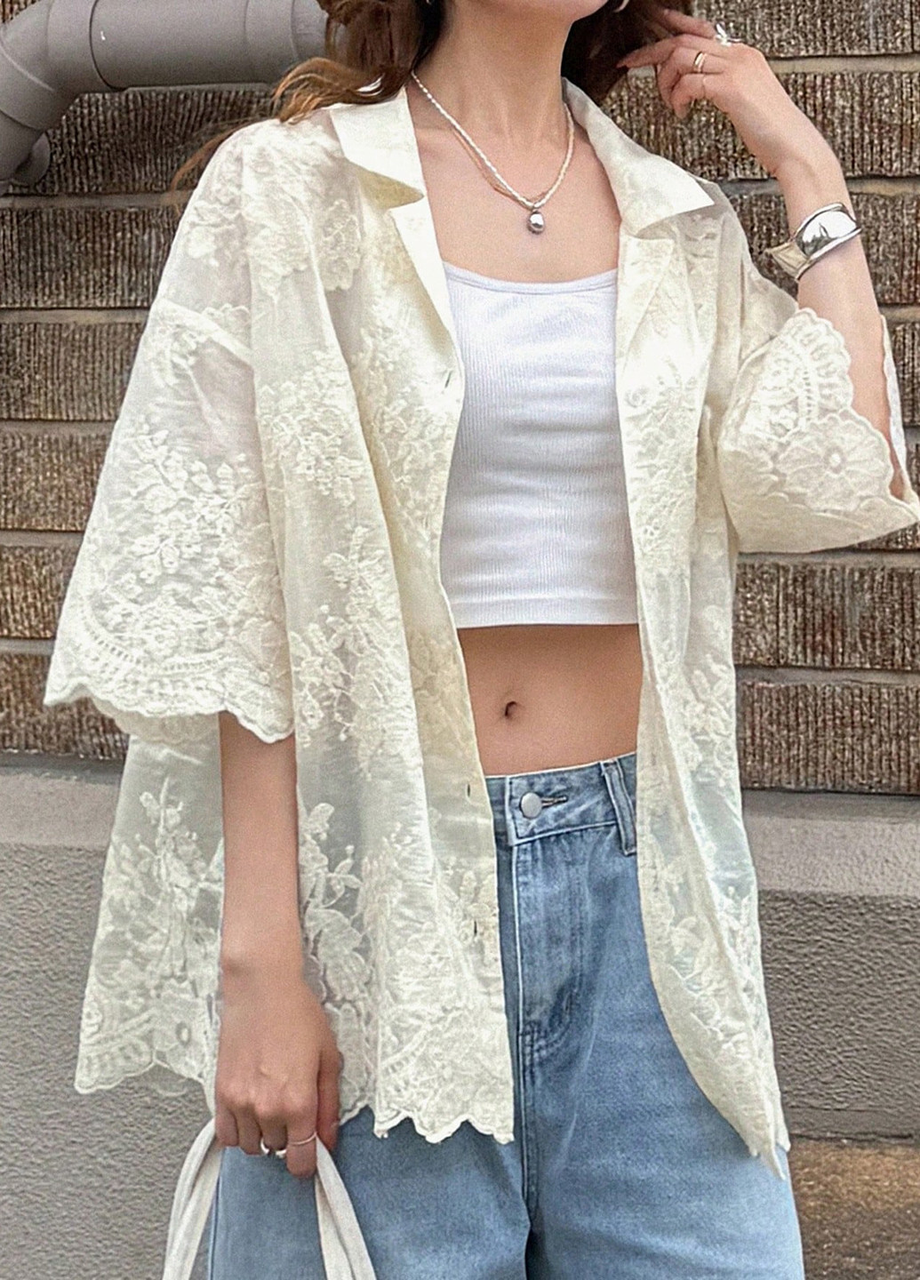 Кремовая блуза SHEIN