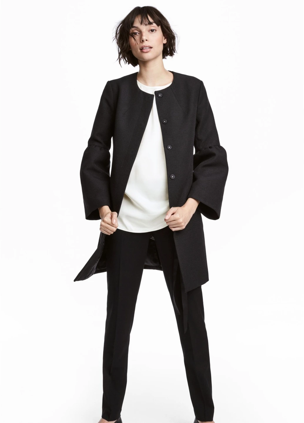 Черное демисезонное Пальто H&M