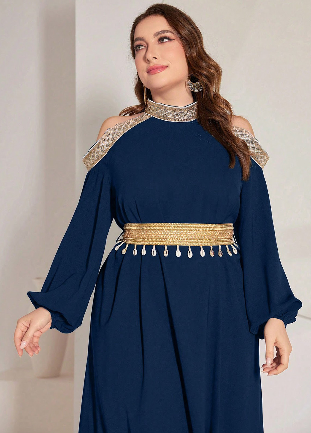 Темно-синя святковий, коктейльна сукня кльош SHEIN однотонна