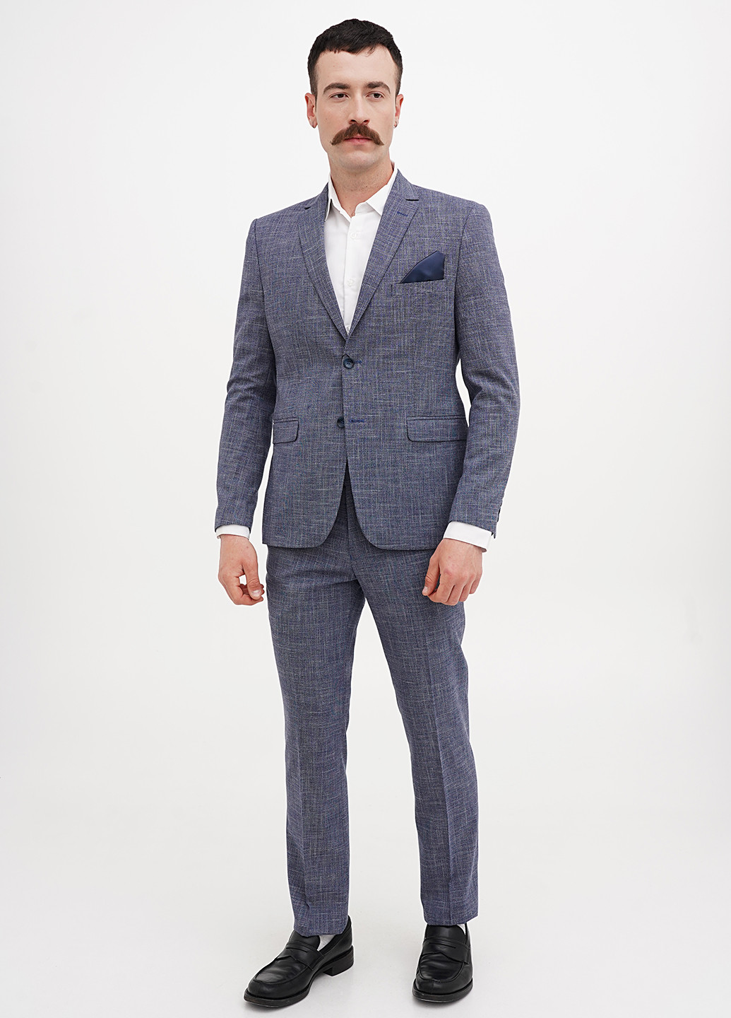Серо-синий демисезонный костюм (пиджак, брюки) брючный Federico Cavallini