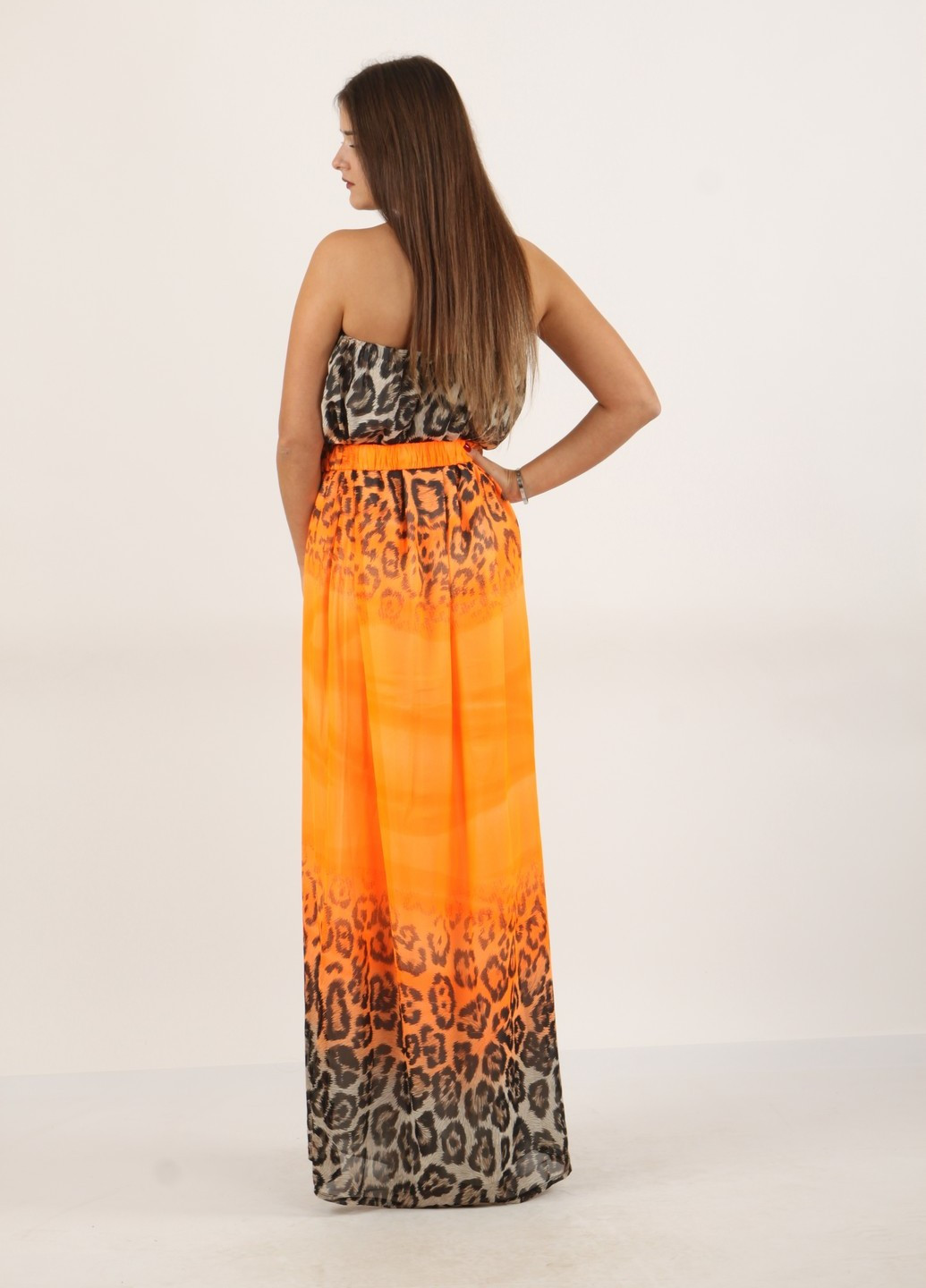Оранжевое вечернее платье Enna Levoni леопардовый