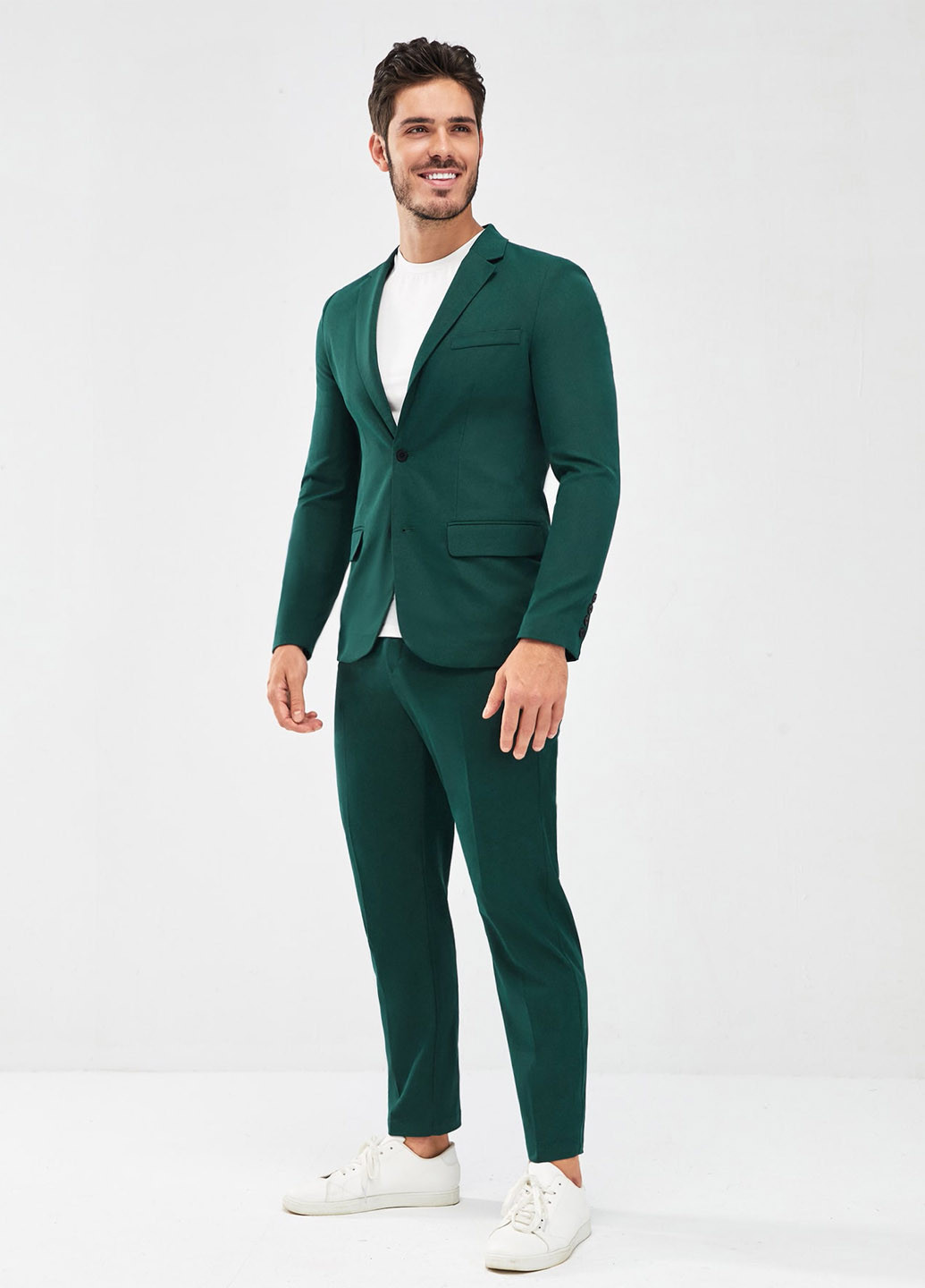 Темно-зеленый демисезонный костюм (пиджак, брюки) брючный SHEIN