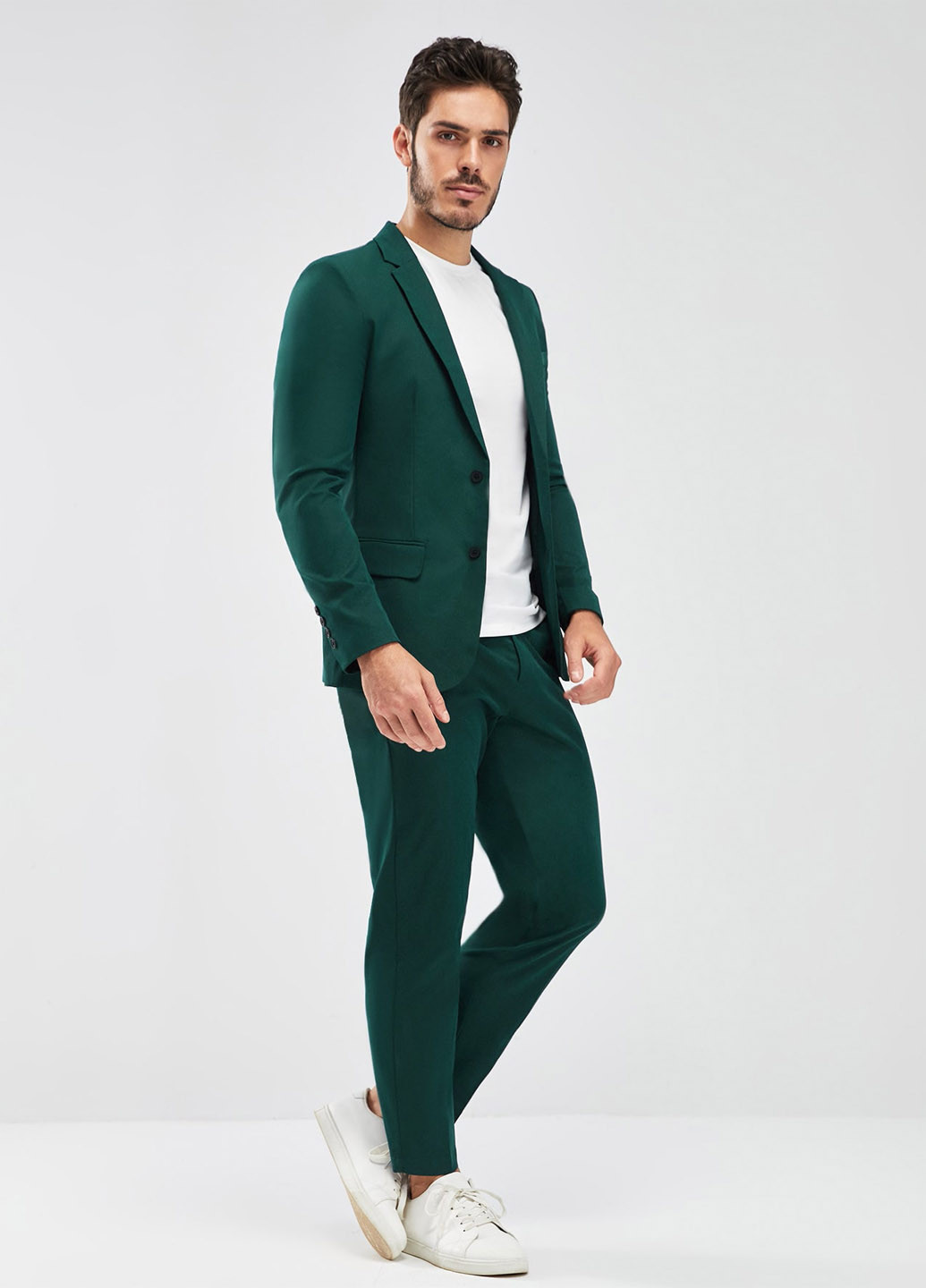 Темно-зеленый демисезонный костюм (пиджак, брюки) брючный SHEIN
