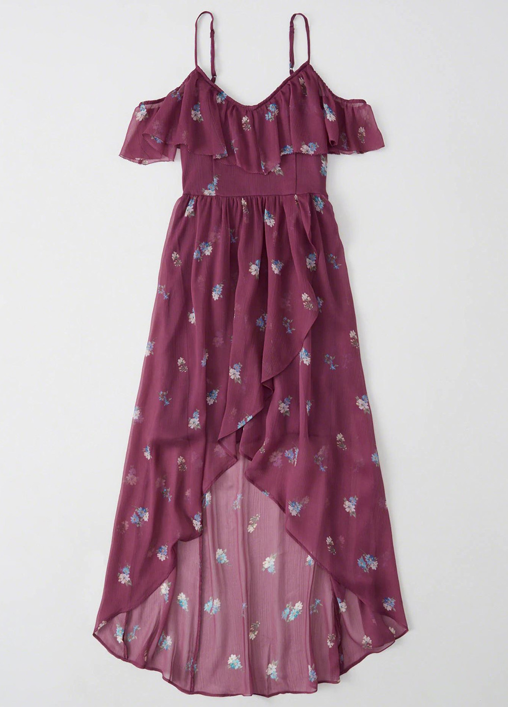 Бордовое коктейльное платье Abercrombie & Fitch с цветочным принтом