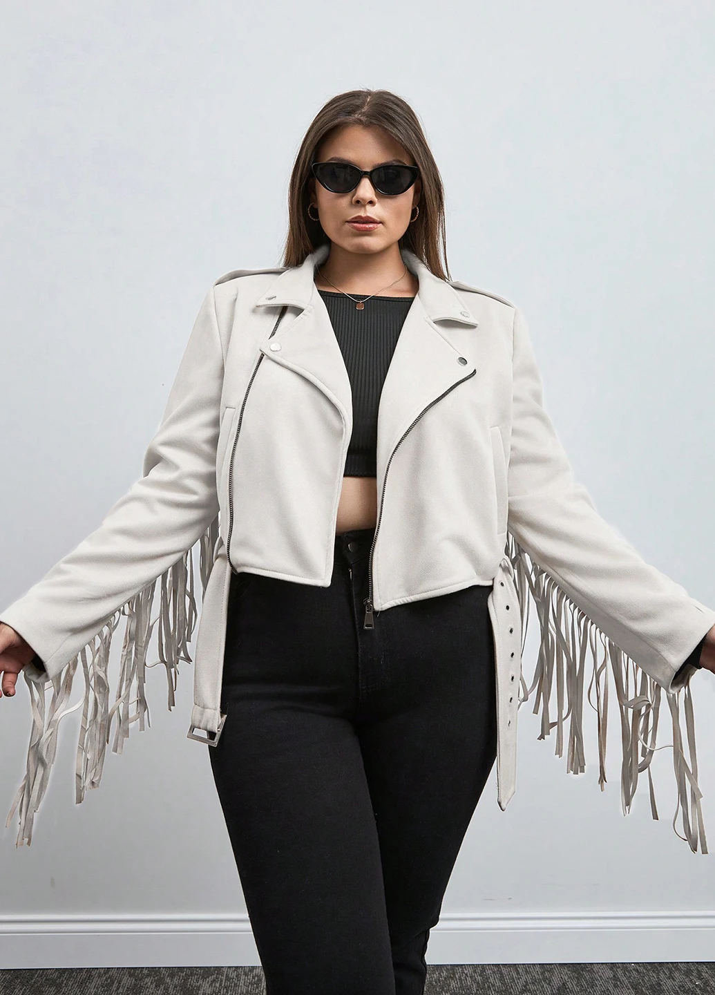 Серая демисезонная куртка косуха SHEIN