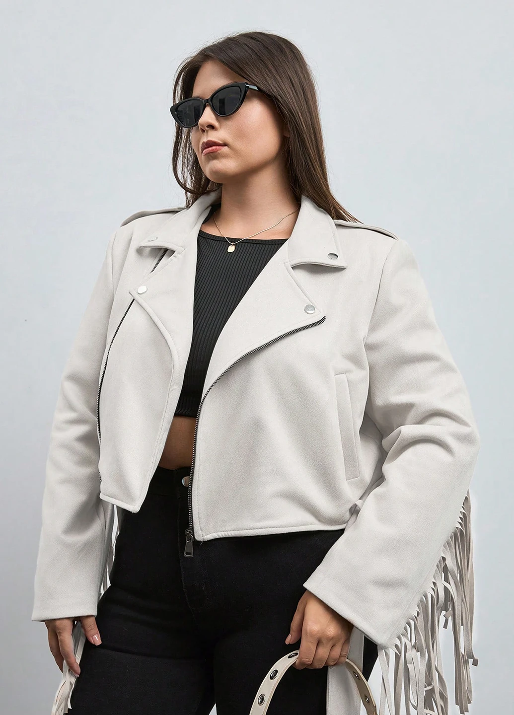Серая демисезонная куртка косуха SHEIN
