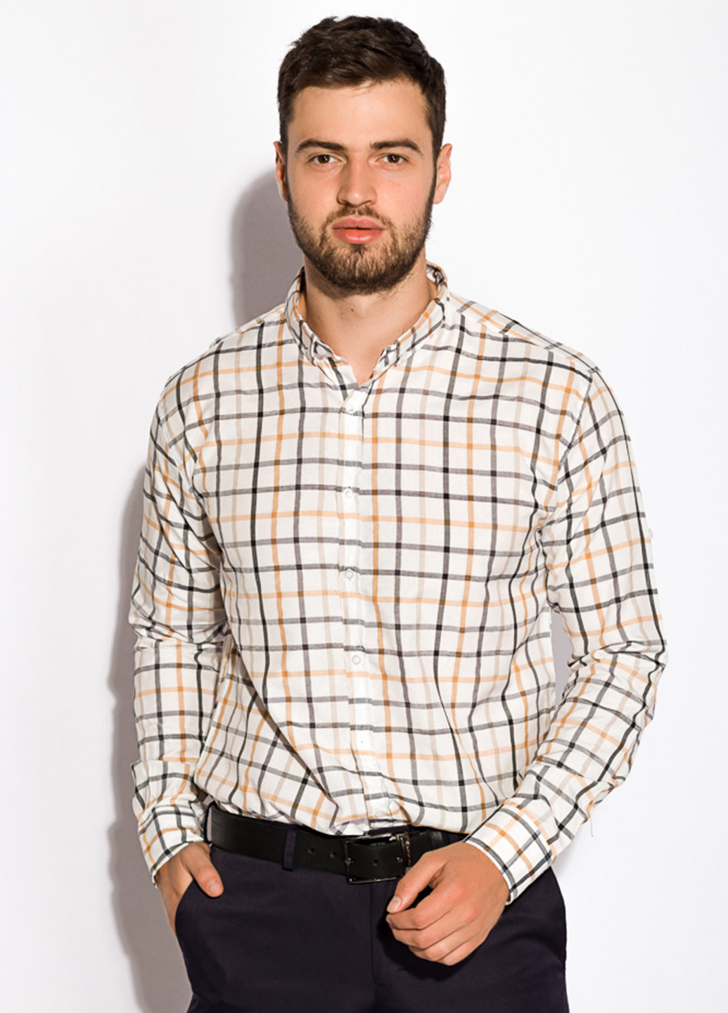 Серо-бежевая кэжуал рубашка в клетку Time of Style