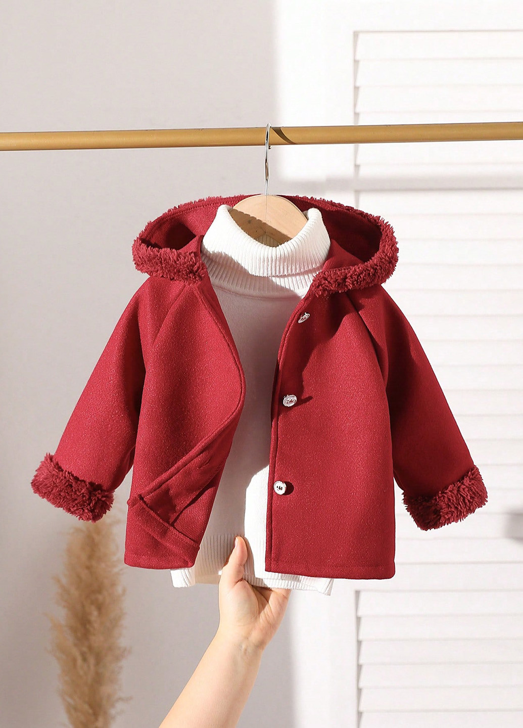 Бордове демісезонне Пальто однобортне SHEIN