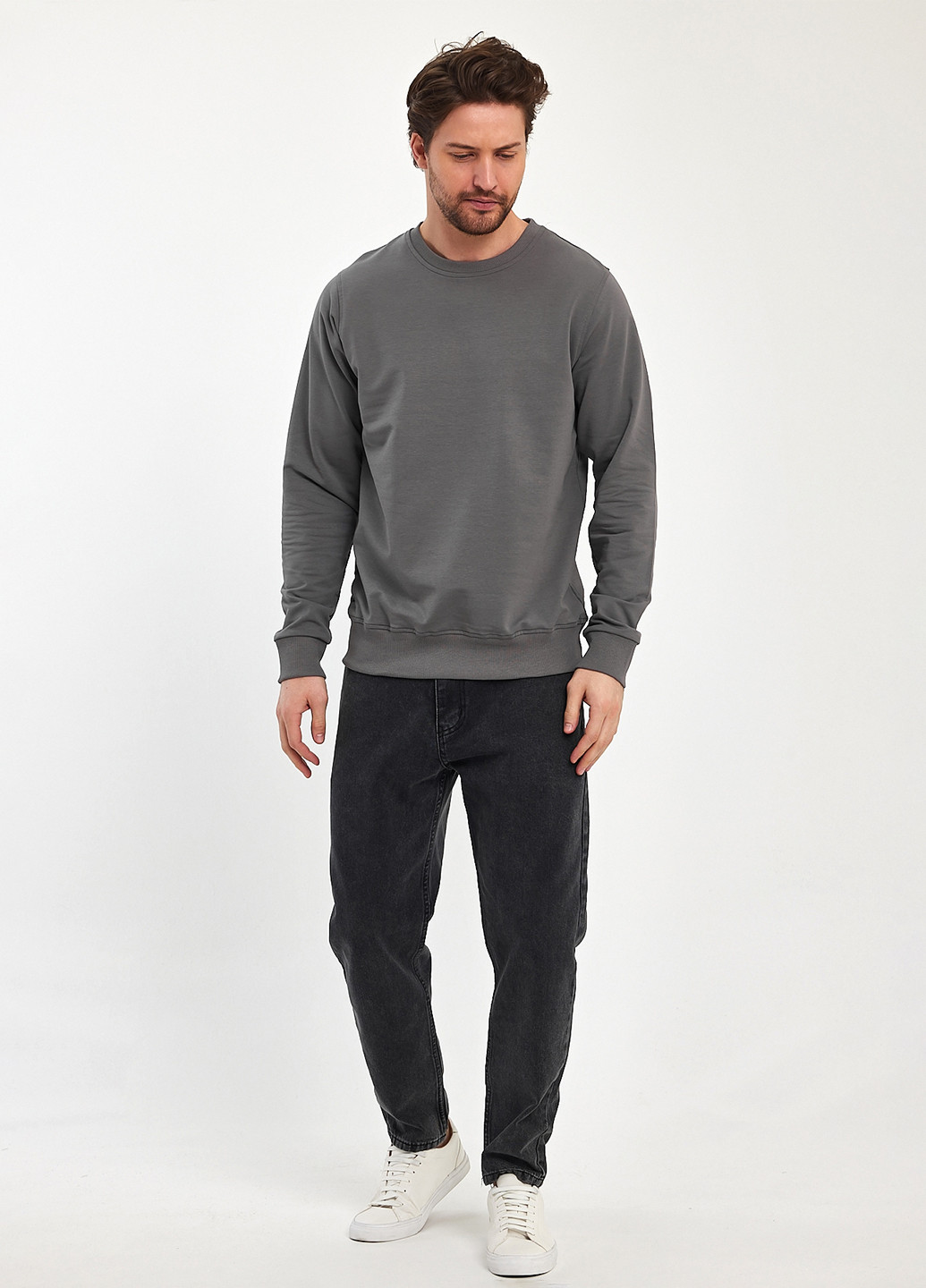 Темно-серый свитшот Trend Collection однотонный без декора (285790754)