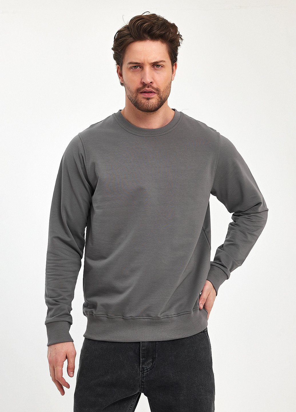 Темно-серый свитшот Trend Collection однотонный без декора (285790754)