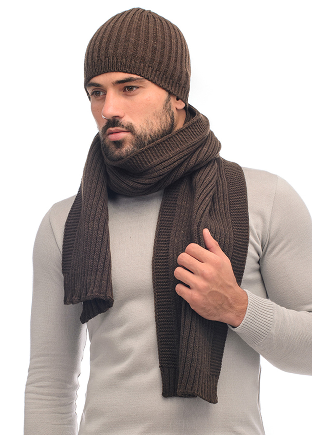 Коричневий зимній комплект (шапка, шарф) SVTR