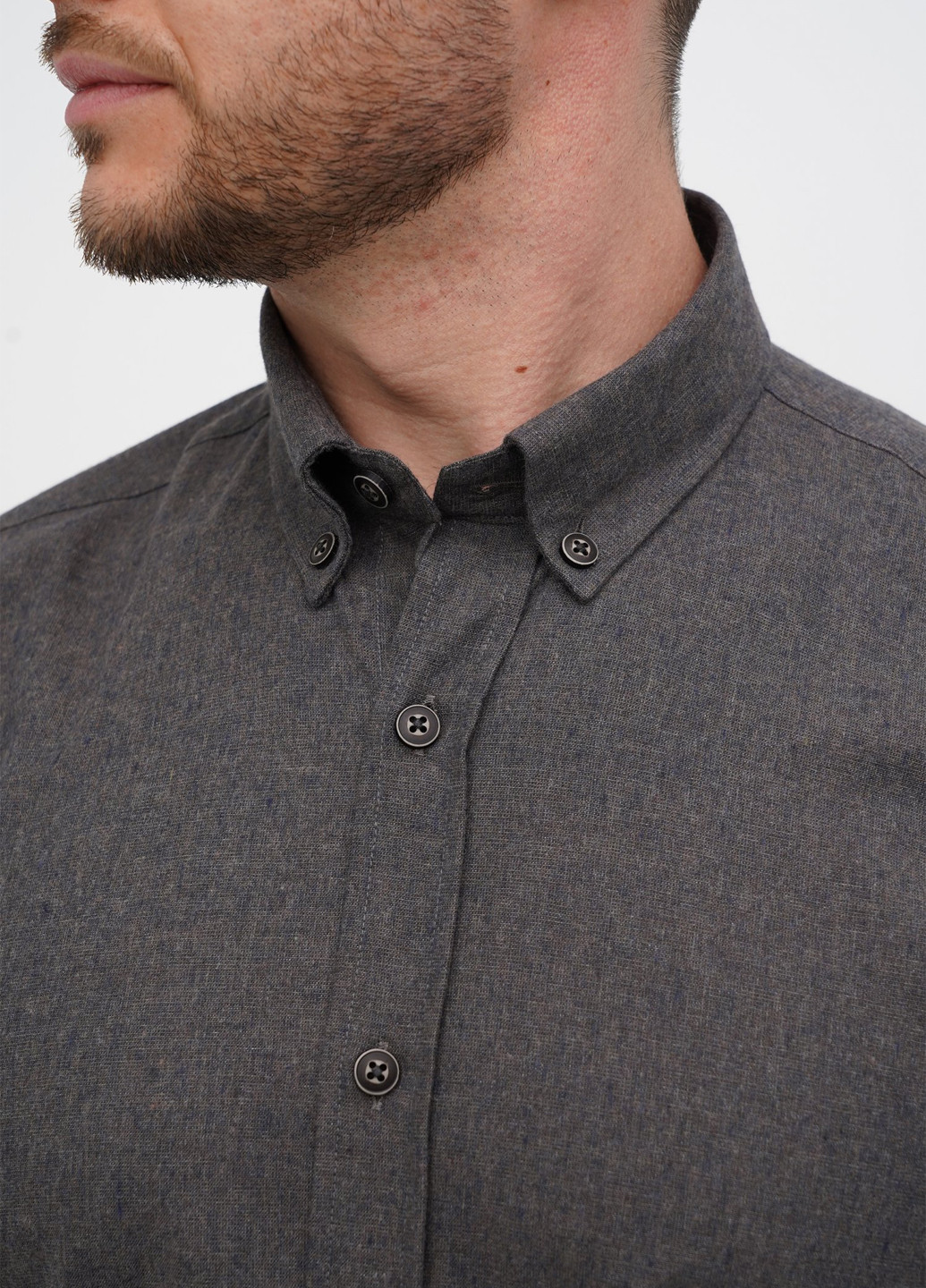 Серо-коричневая кэжуал рубашка однотонная Trend Collection