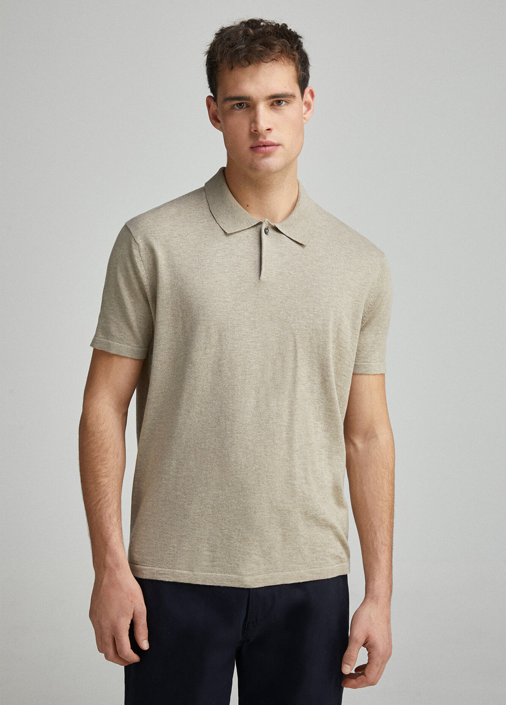 Бежевая футболка-поло для мужчин Springfield меланжевая