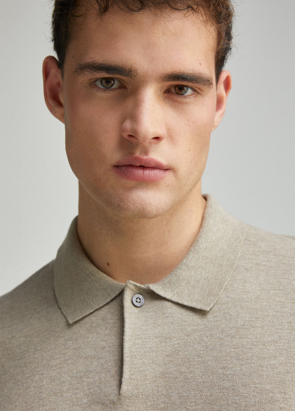 Бежевая футболка-поло для мужчин Springfield меланжевая