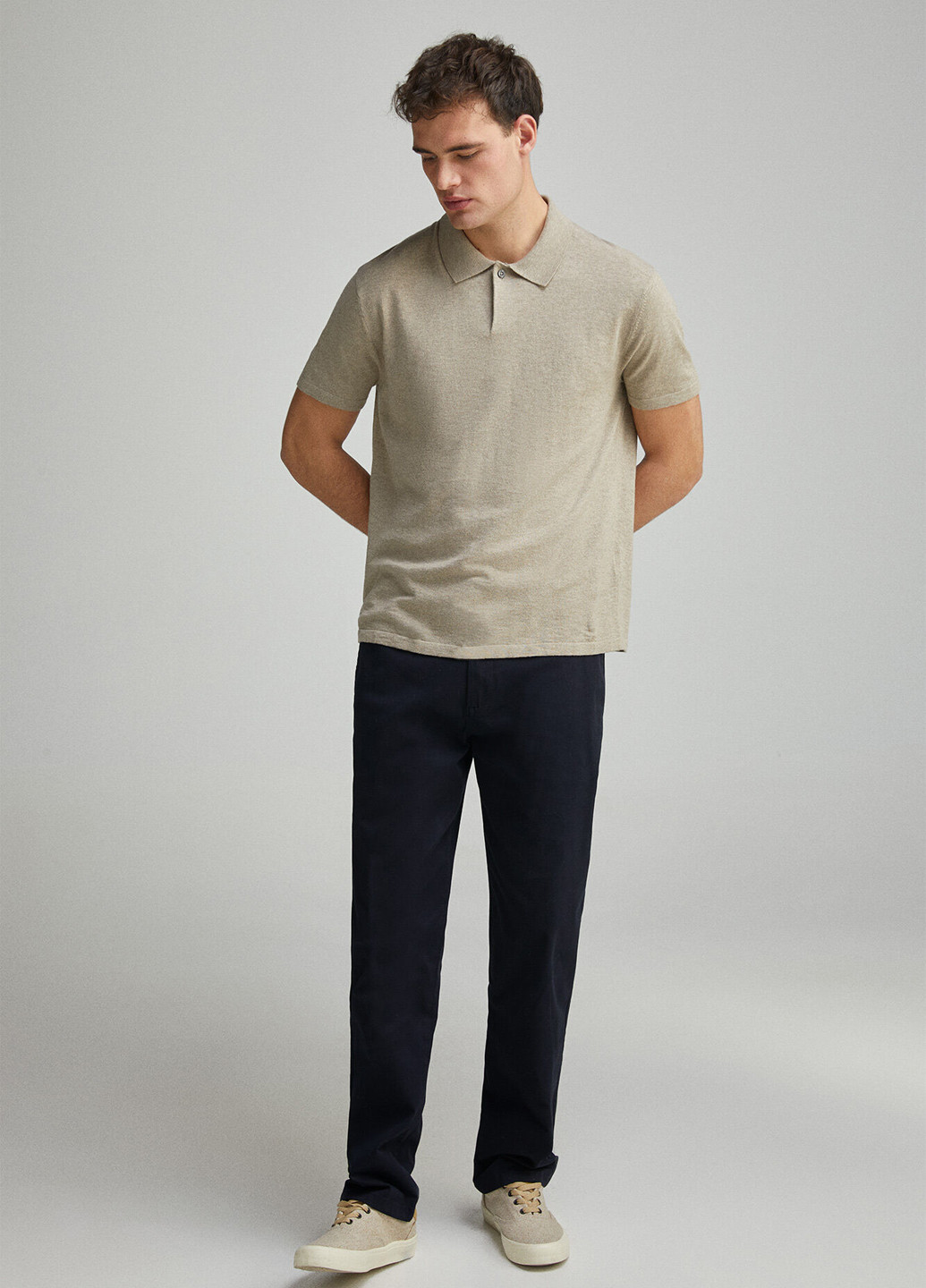 Бежевая футболка-поло для мужчин Springfield меланжевая