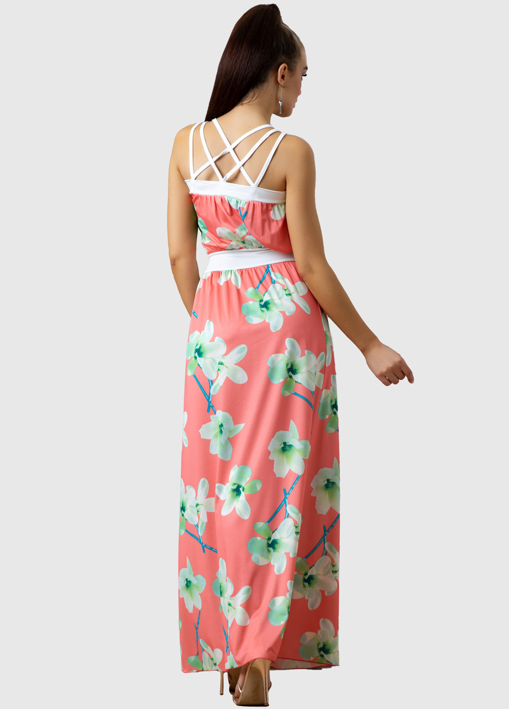 Коралова кежуал сукня кльош ST-Seventeen з квітковим принтом