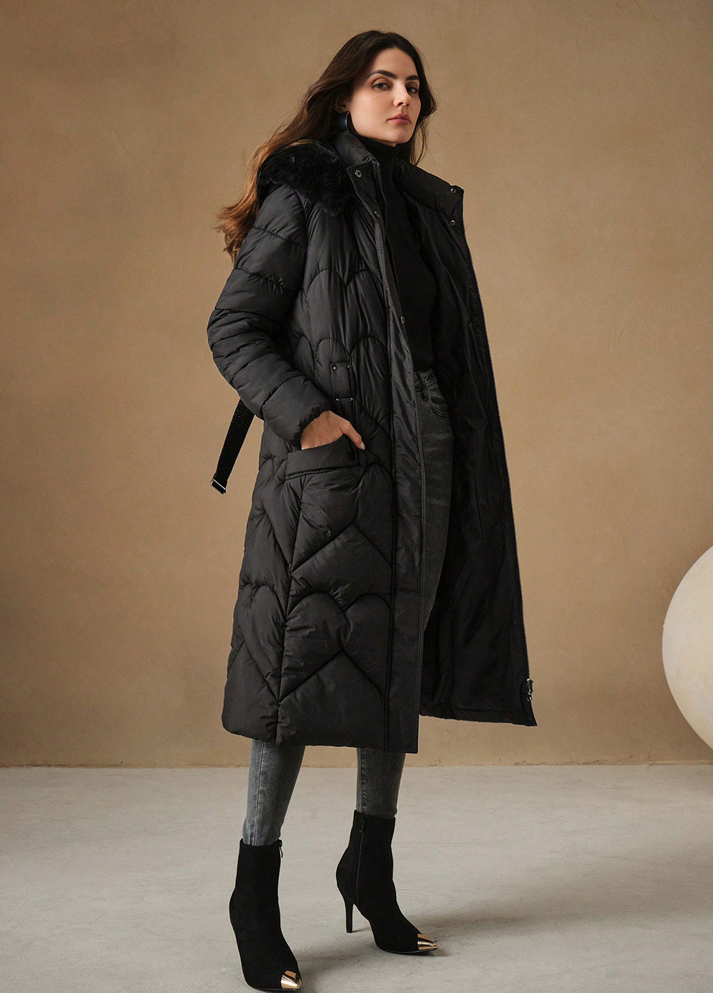 Чорна зимня куртка куртка-пальто SHEIN