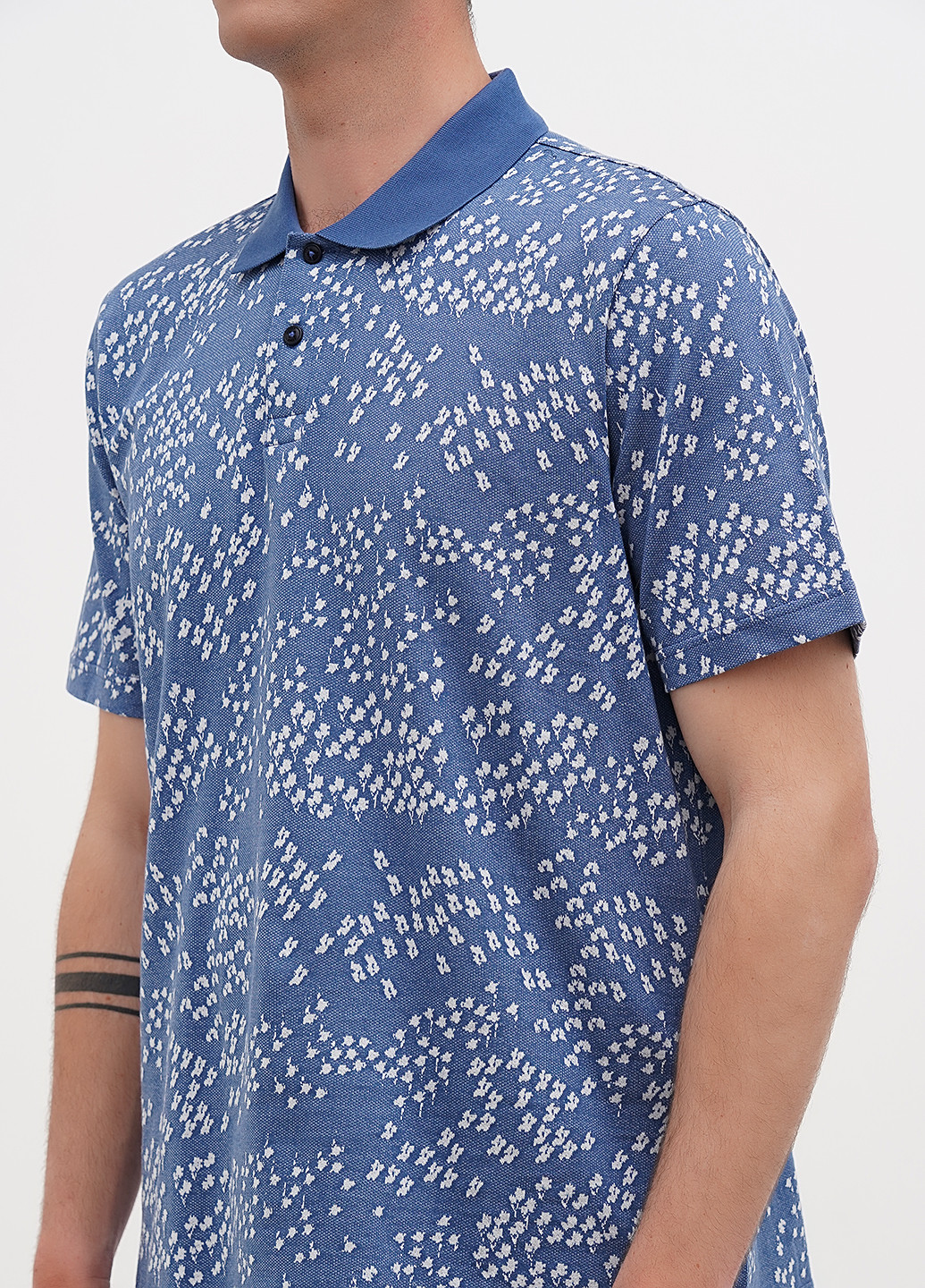 Синяя футболка-поло для мужчин Ted Baker с абстрактным узором