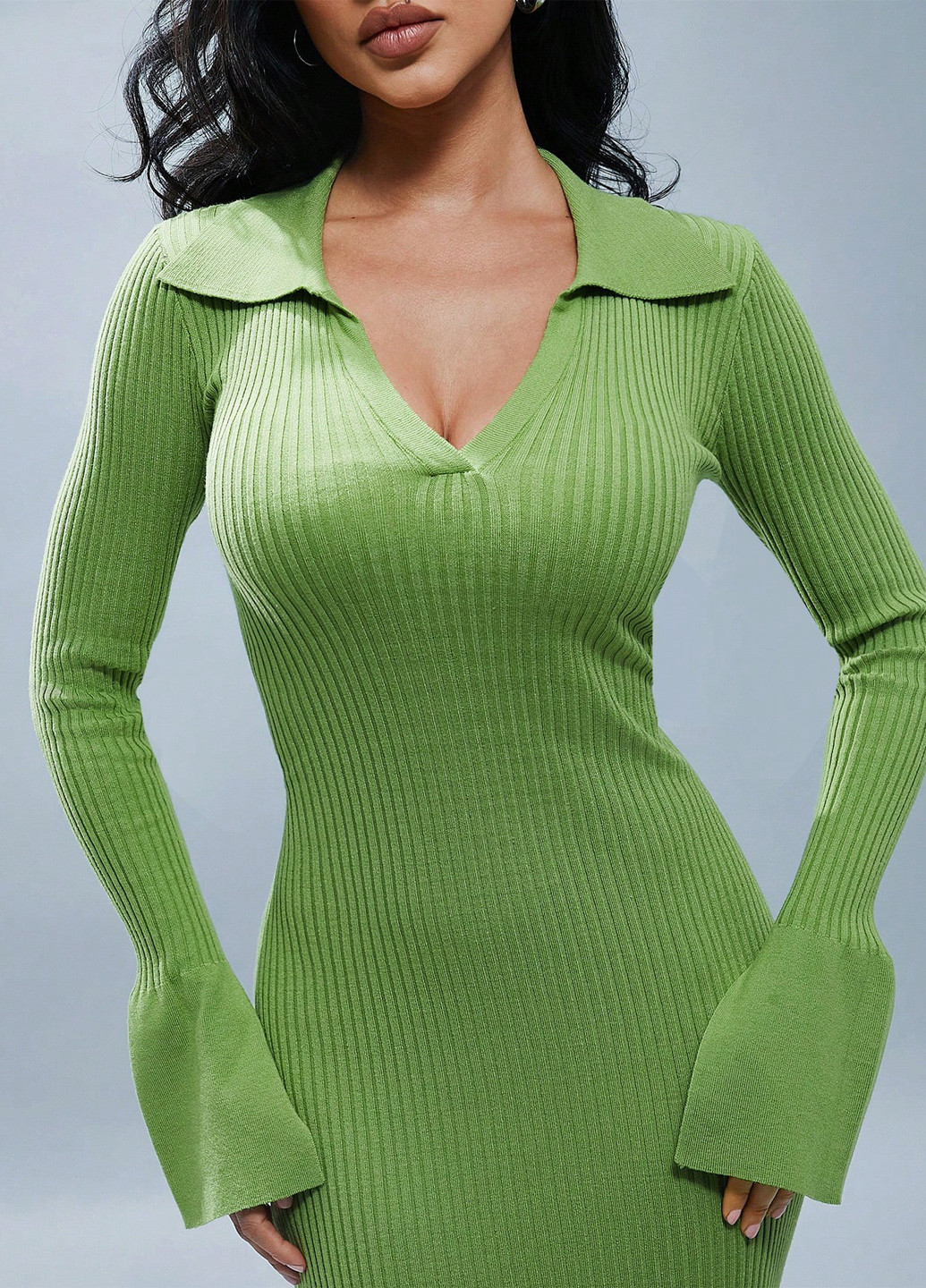 Лайм кежуал сукня сукня светр, футляр SHEIN однотонна
