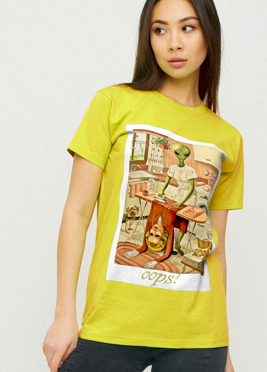Жовта демісезон футболка boyfriend / air print / YAPPI