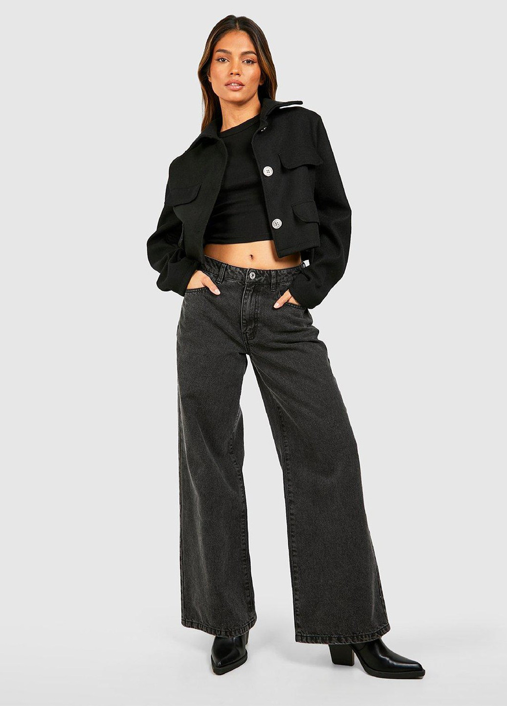 Черная демисезонная куртка куртка-пиджак Boohoo