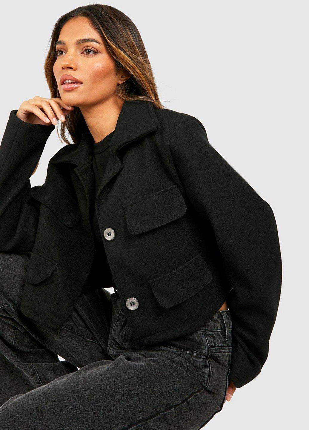 Черная демисезонная куртка куртка-пиджак Boohoo