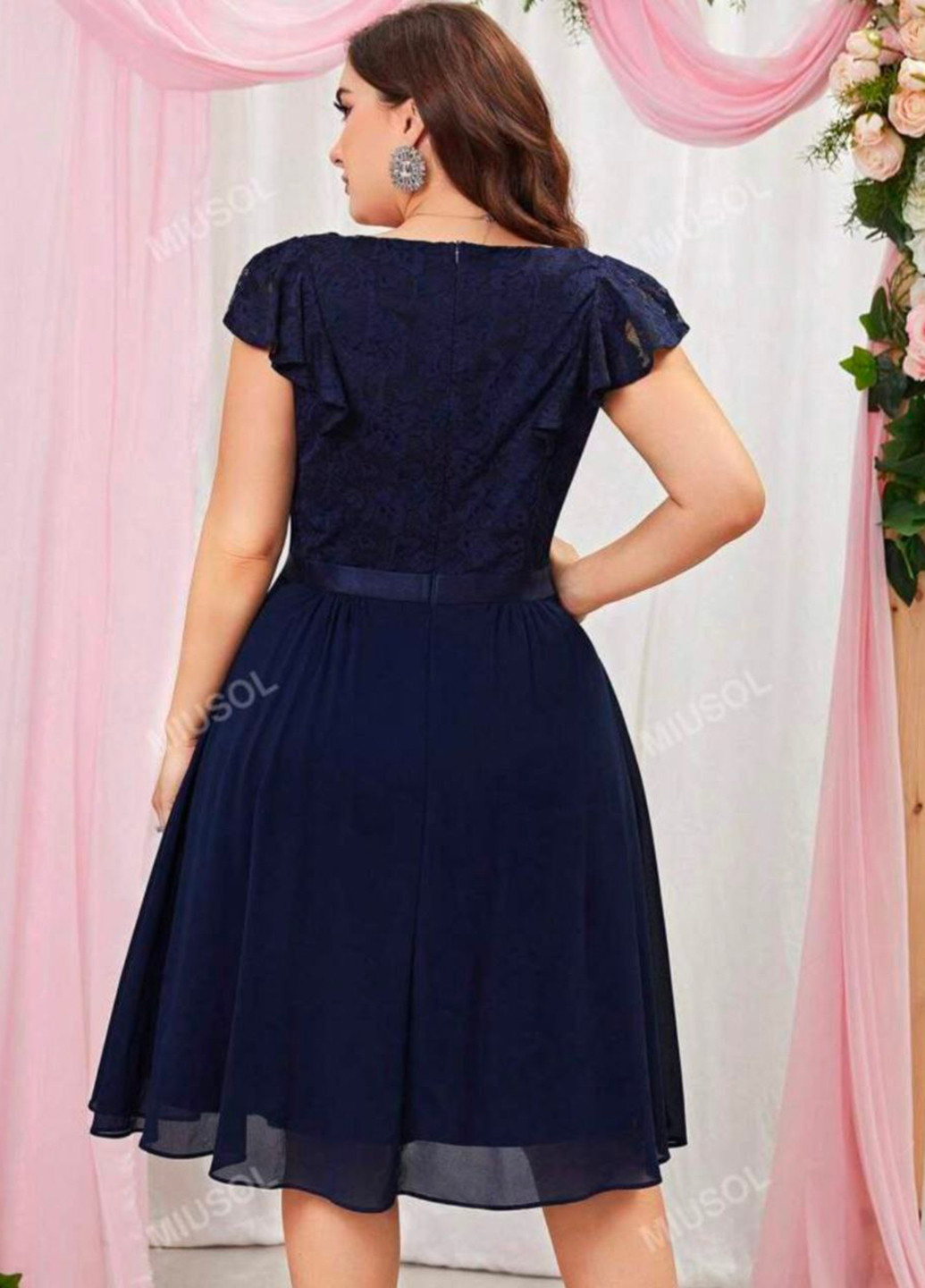 Темно-синее праздничный платье клеш SHEIN однотонное