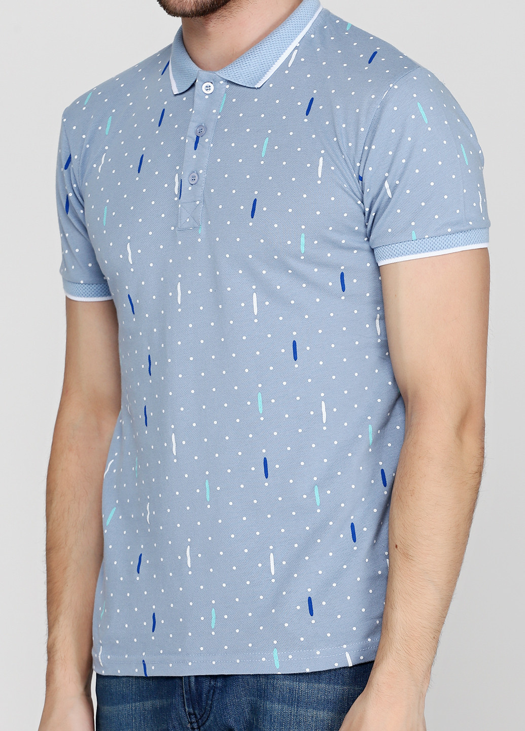 Голубой футболка-поло для мужчин Barazza с абстрактным узором