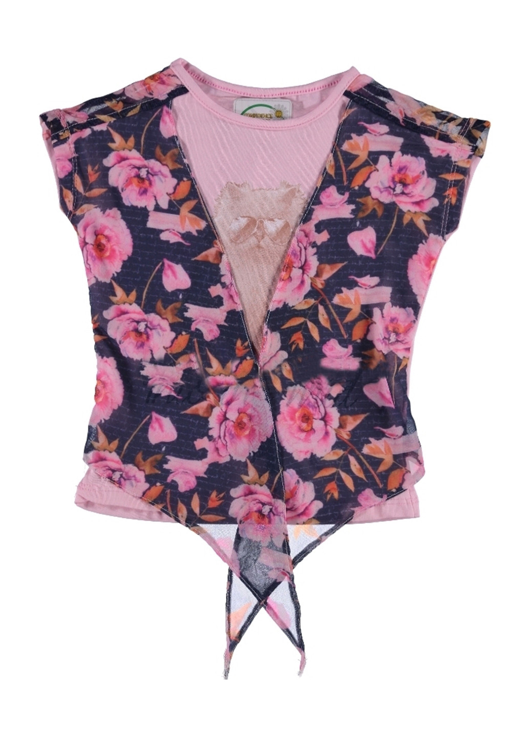 Розовая с рисунком блузка без рукава Roya летняя
