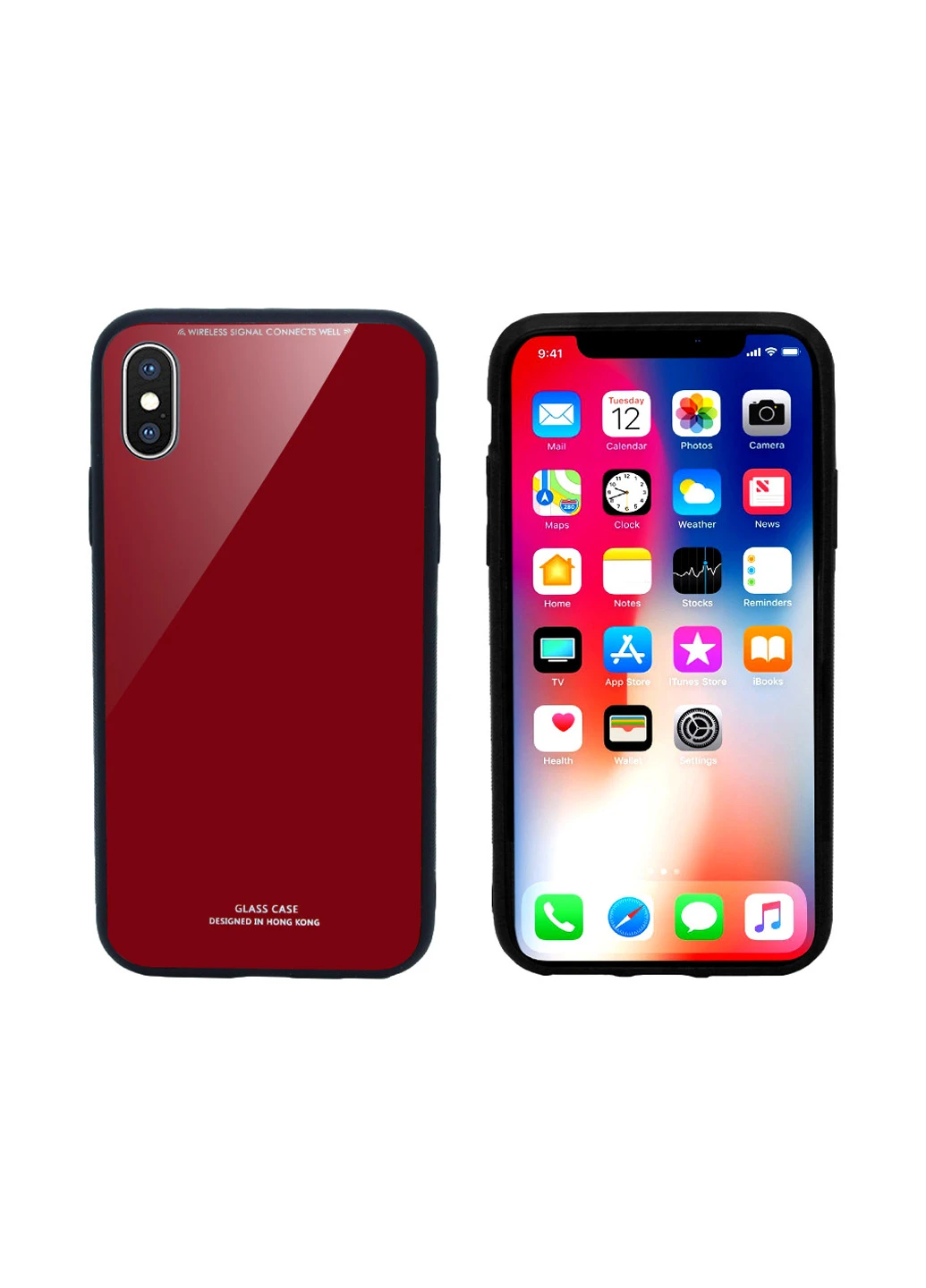 Чохол (Real Glass) для Apple iPhone X (червоний) Intaleo для Apple iPhone X (красный) (131340161)