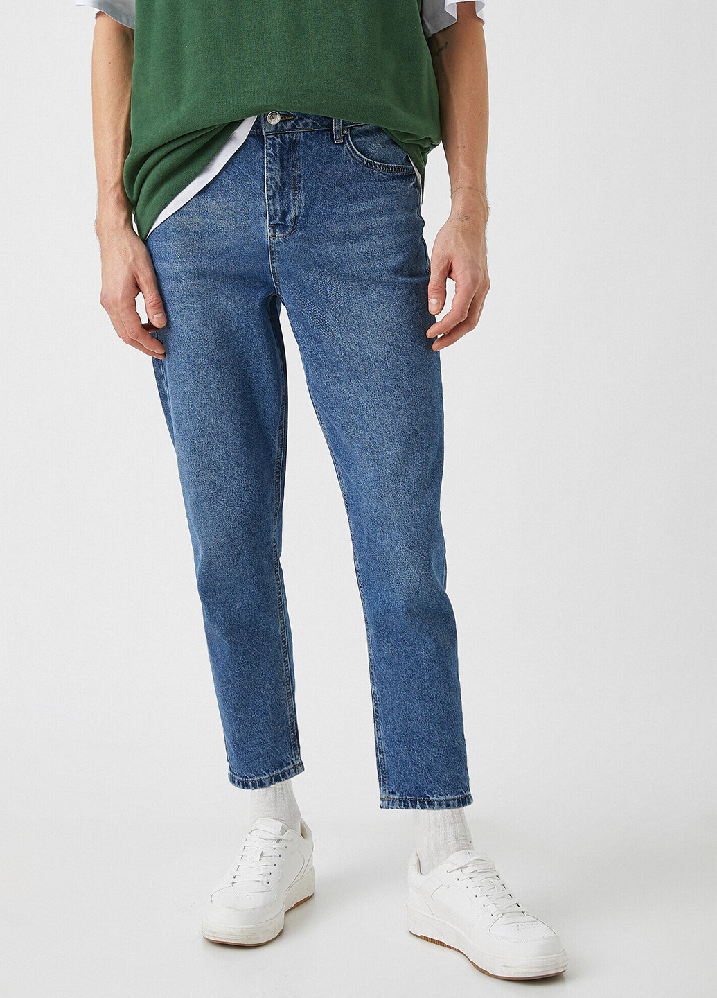 Синие демисезонные зауженные, укороченные джинсы KOTON