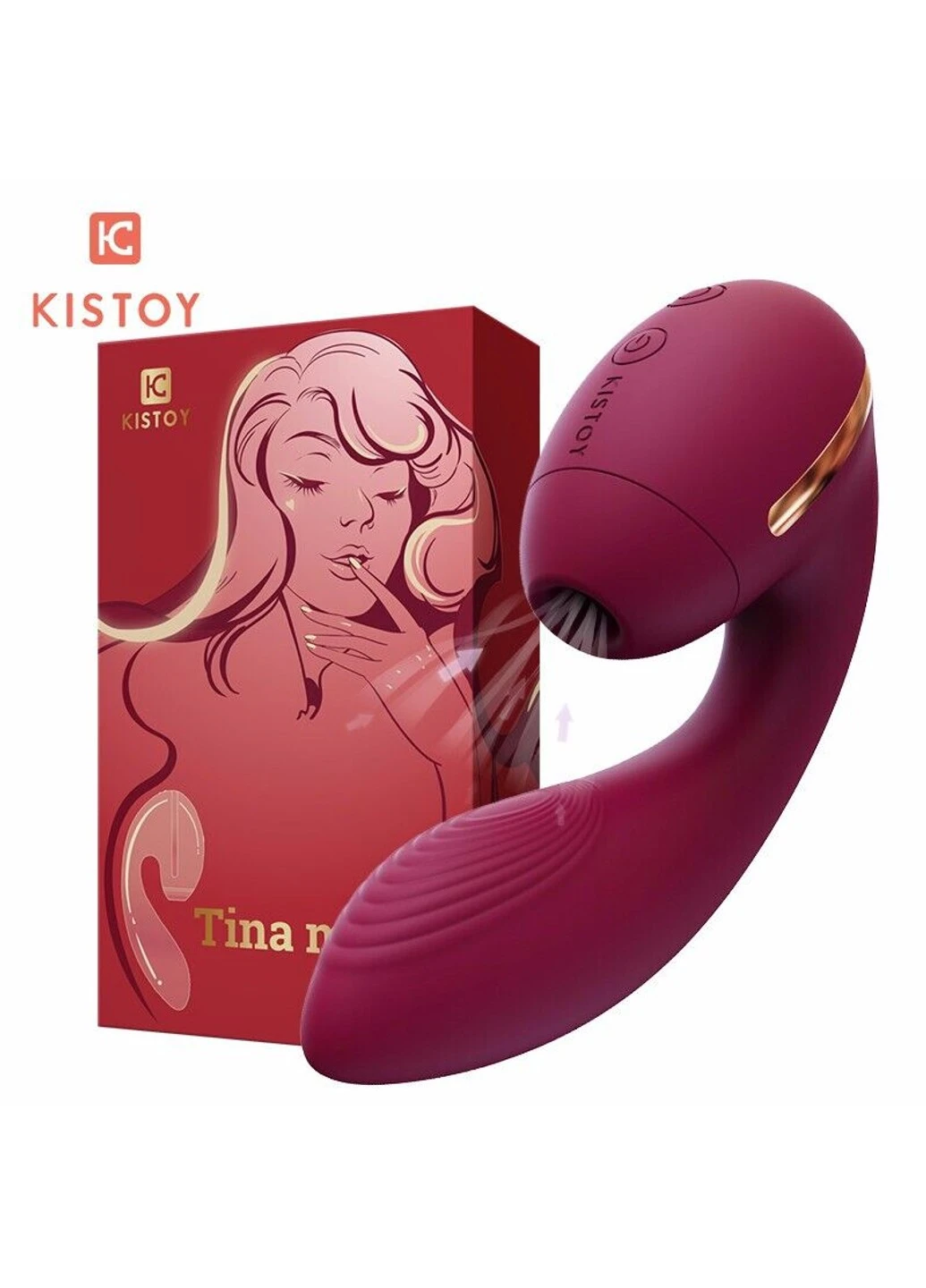 Вакуумний вібратор Tina Mini Violet, вагінально-кліторальний KisToy (254734369)