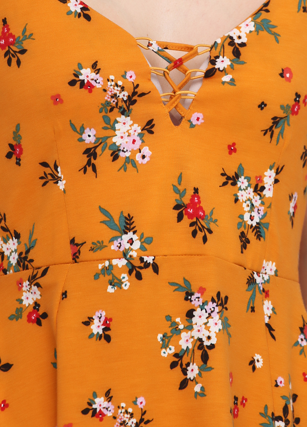 Помаранчева кежуал сукня з відкритими плечима Clockhouse з квітковим принтом