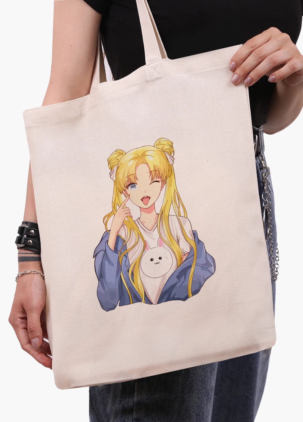 Еко сумка шоппер біла Сейлор Мун (Sailor Moon) (9227-2925-WT-1) екосумка шопер 41*35 см MobiPrint (224806178)