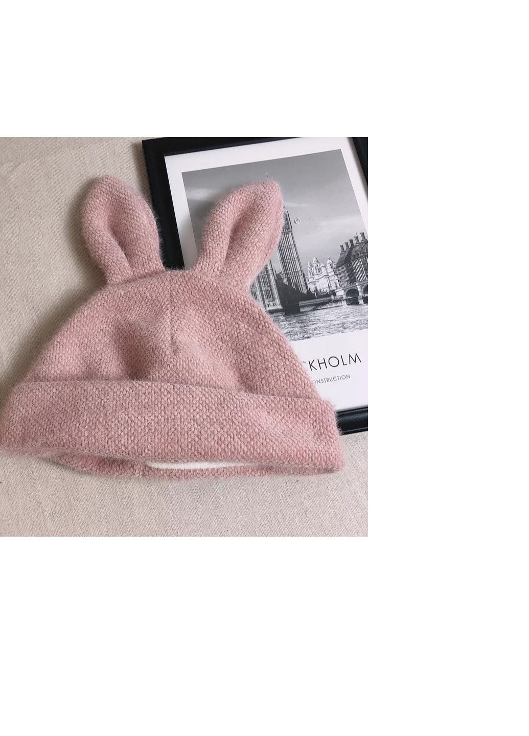 Заяц (Кролик) с ушками унисекс Розовый Brend шапка (252728326)