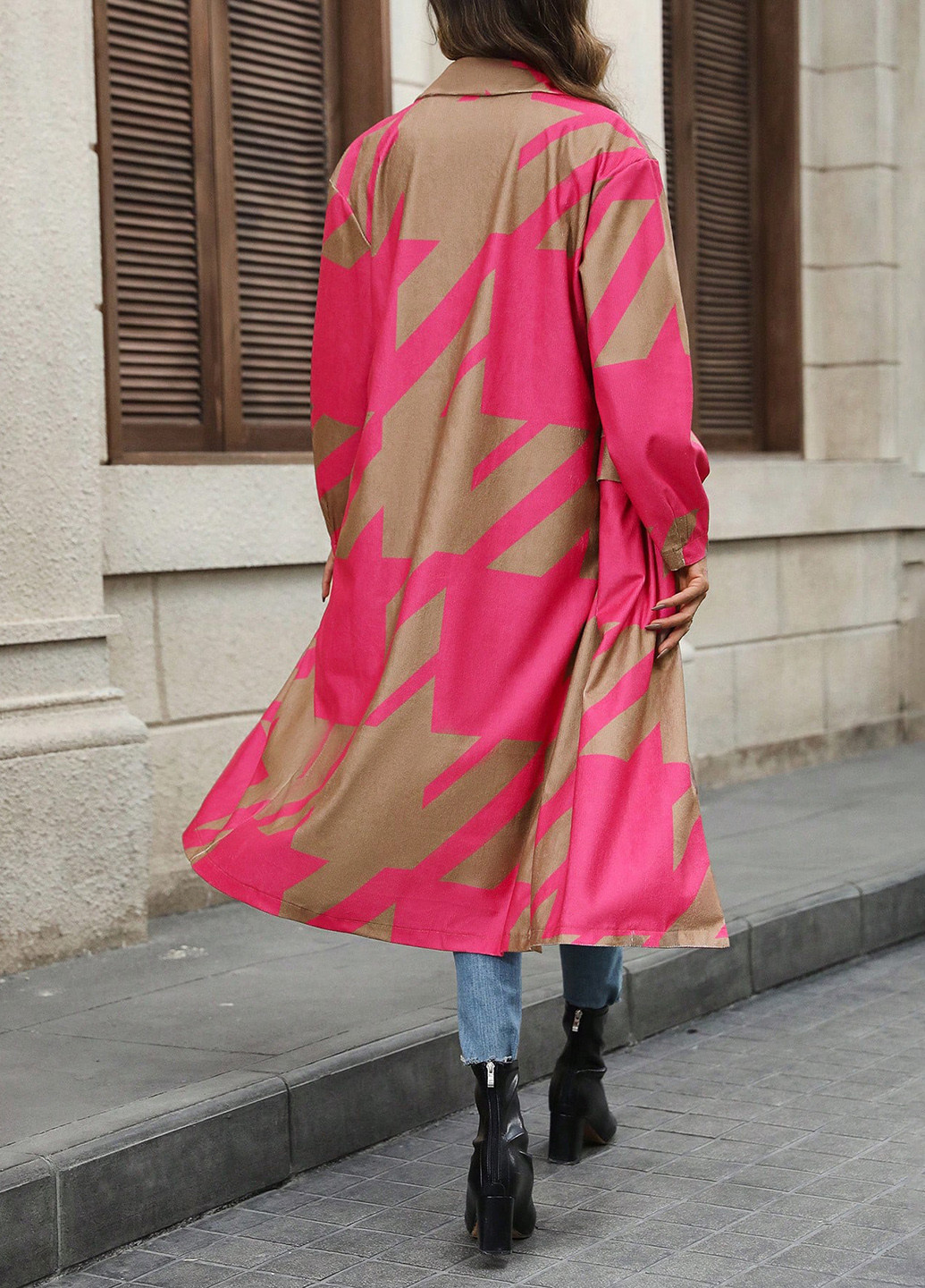 Комбинированное зимнее Пальто двубортное SHEIN