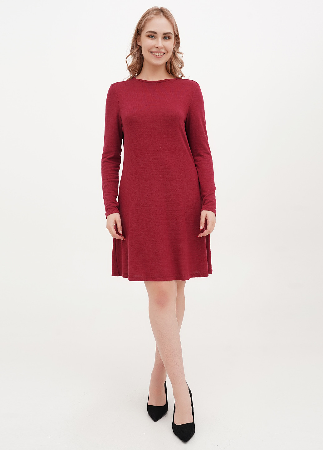 Бордовое кэжуал платье а-силуэт George однотонное