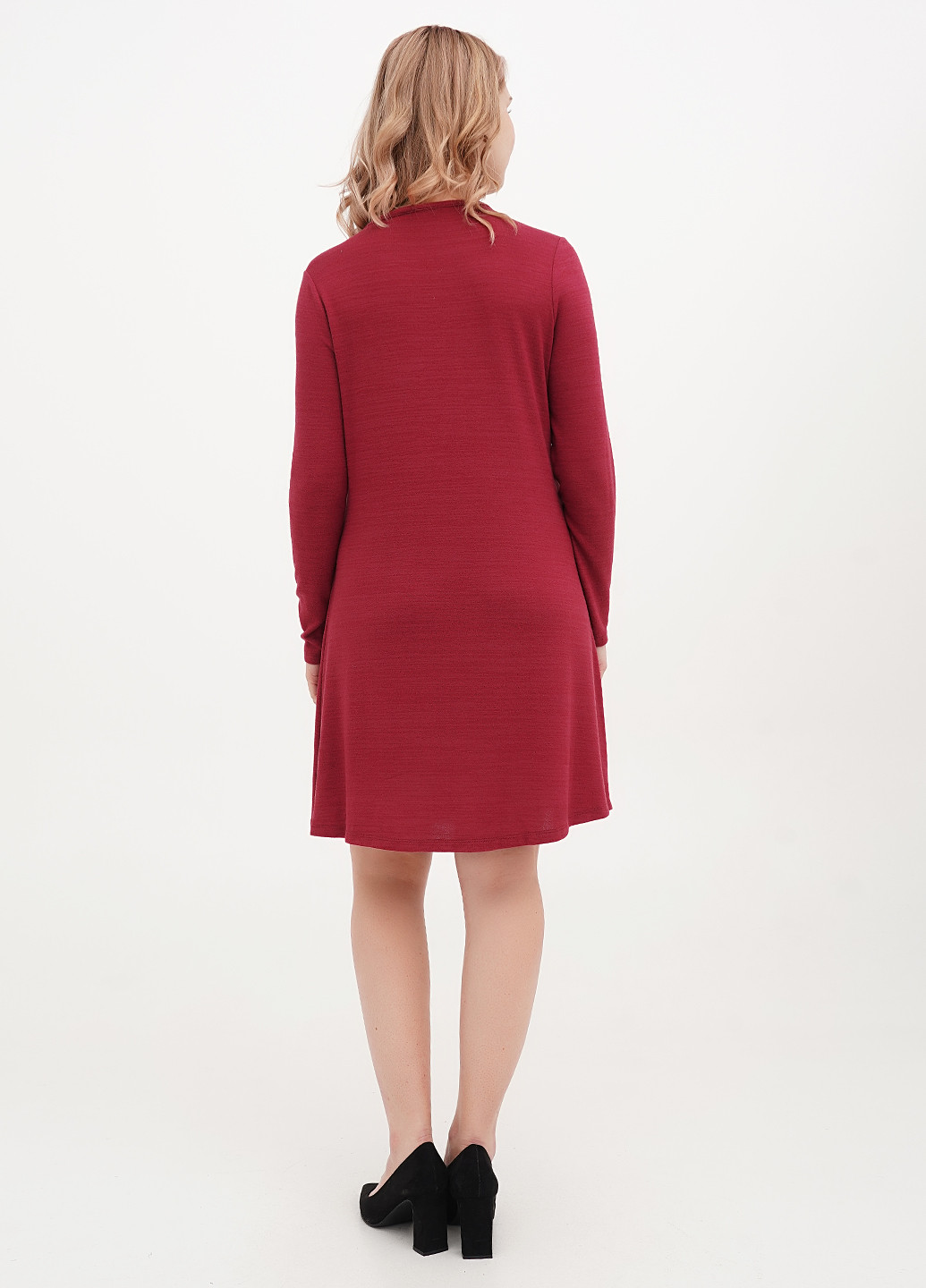 Бордовое кэжуал платье а-силуэт George однотонное