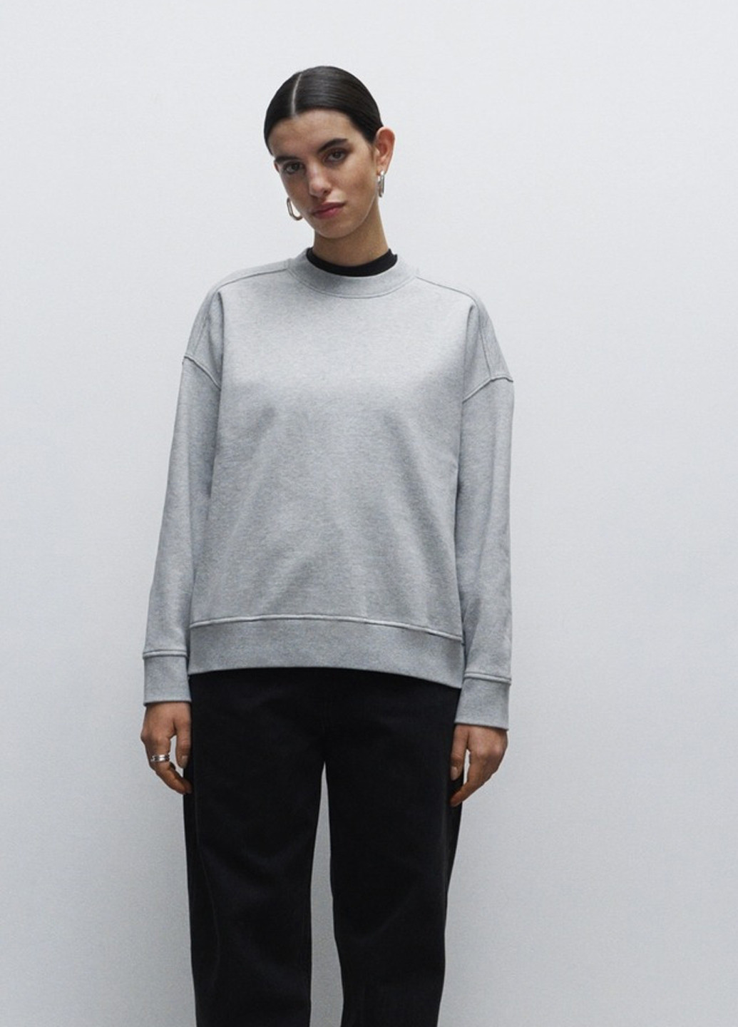 Сірий світшот H&M меланж без декору (362711262)