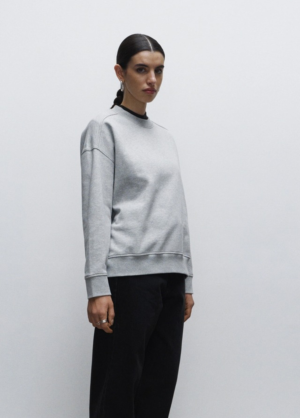 Сірий світшот H&M меланж без декору (362711262)