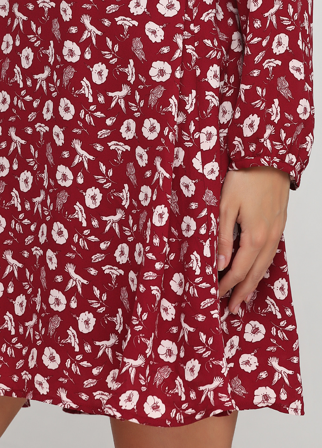Бордовое кэжуал платье клеш Gap с цветочным принтом